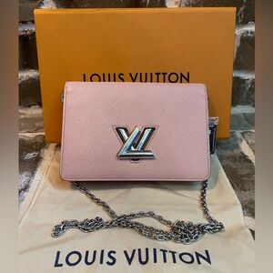 LOUIS VUITTON Epi Twist Belt Chain Wallet in Rose Ballerine